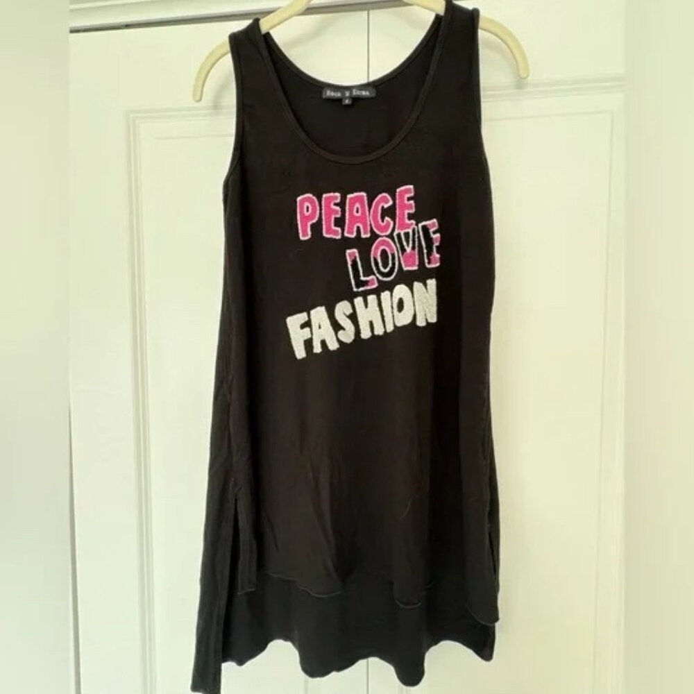 Rock ‘N Karma Peace Love Fashion Beaded Animal Print Asymmetrical Tank Top Tunic